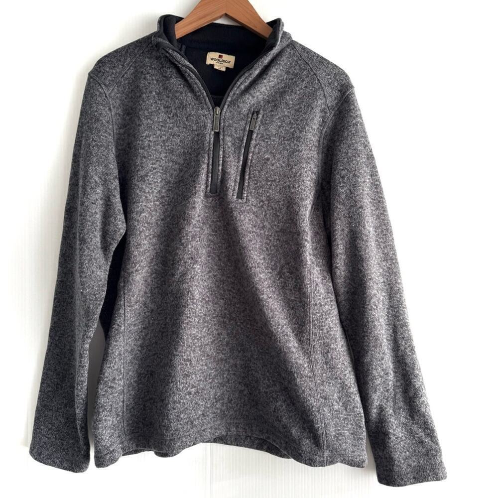 Woolrich mens half zip long sleeve collared pullover size large zip pocket